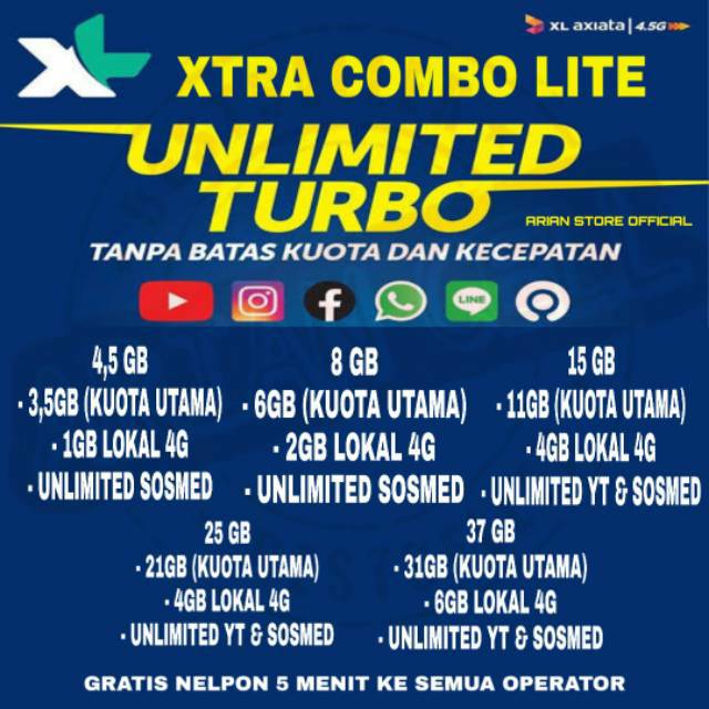 Inject Isi Ulang Xl Xtra Combo Lite Unlimited 30 Hari 24 Jam 4 5gb 8gb 15gb 25gb 37gb Shopee Indonesia