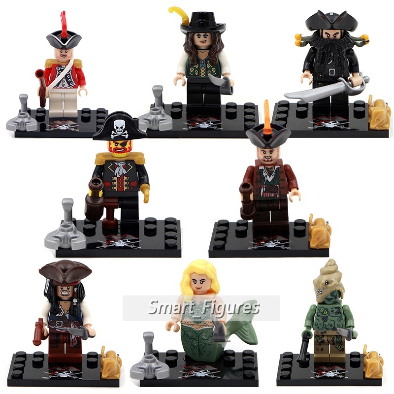 1 Set 8 Pcs Mainan Action Figure Minifigures Model Pirates of The Caribbean Jack Sparrow Elizabeth Swann