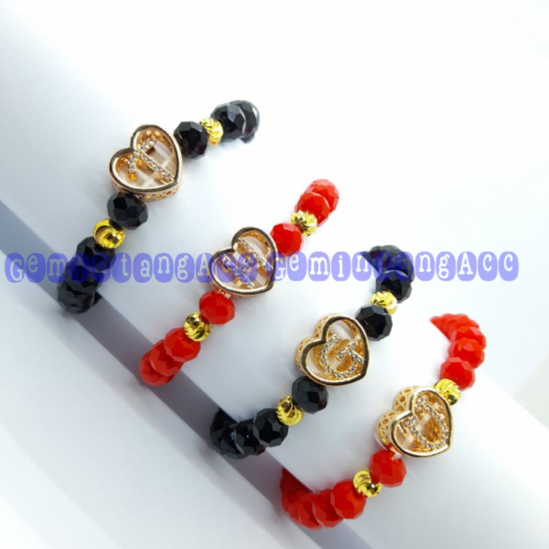 Gelang Nama Inisial Liontin Huruf Love Gelang Kristal Ceko Gelang Wanita