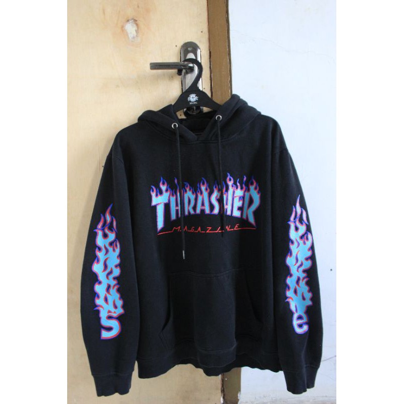 Hoodie THRASHER purple blue flame