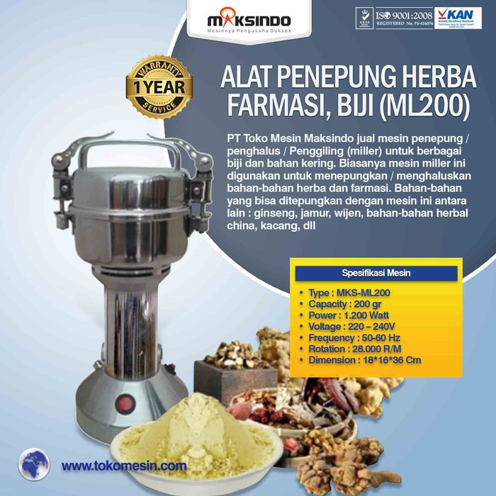 

Penepung Herba Farmasi Biji ML200 J1