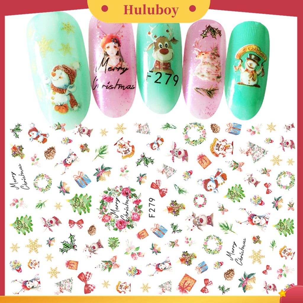 Huluboy Huluboy♡ Stiker Kuku Motif Natal Untuk Dekorasi Nail Art