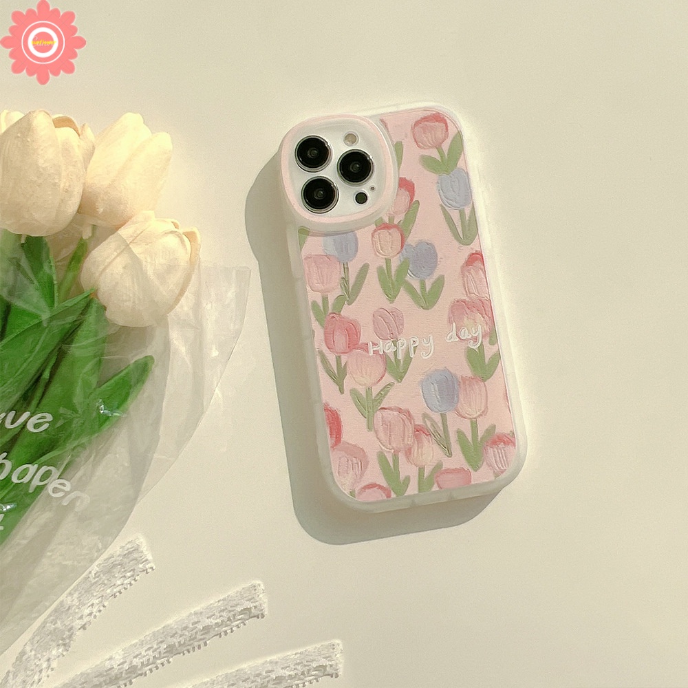 Case Bunga Tulip Relief 3D Samsung A14 A04 A04S A04E A23 A33 A53 A73 A03s A13 A12 M23 A03 Core A22 A52 A72 A52s A51 A71 A50 A50s A30s A32 A31 A11 A20s Lukisan Cat Minyak Soft Cover