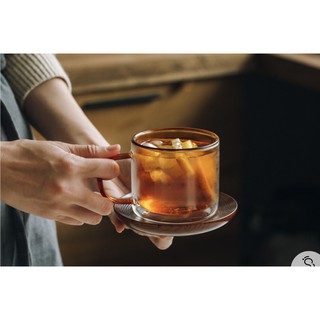 Gelas Kopi Cangkir Teh handle WARNA WARNI  double wall anti 