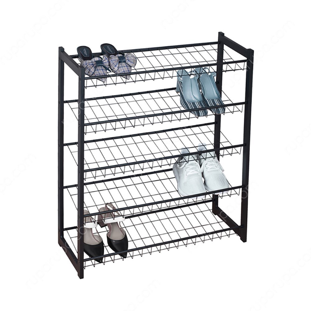 Brighton Rak Tempat Sepatu 5 Tingkat 70x29x80cm Hitam Steel Shoe Rack Shopee Indonesia