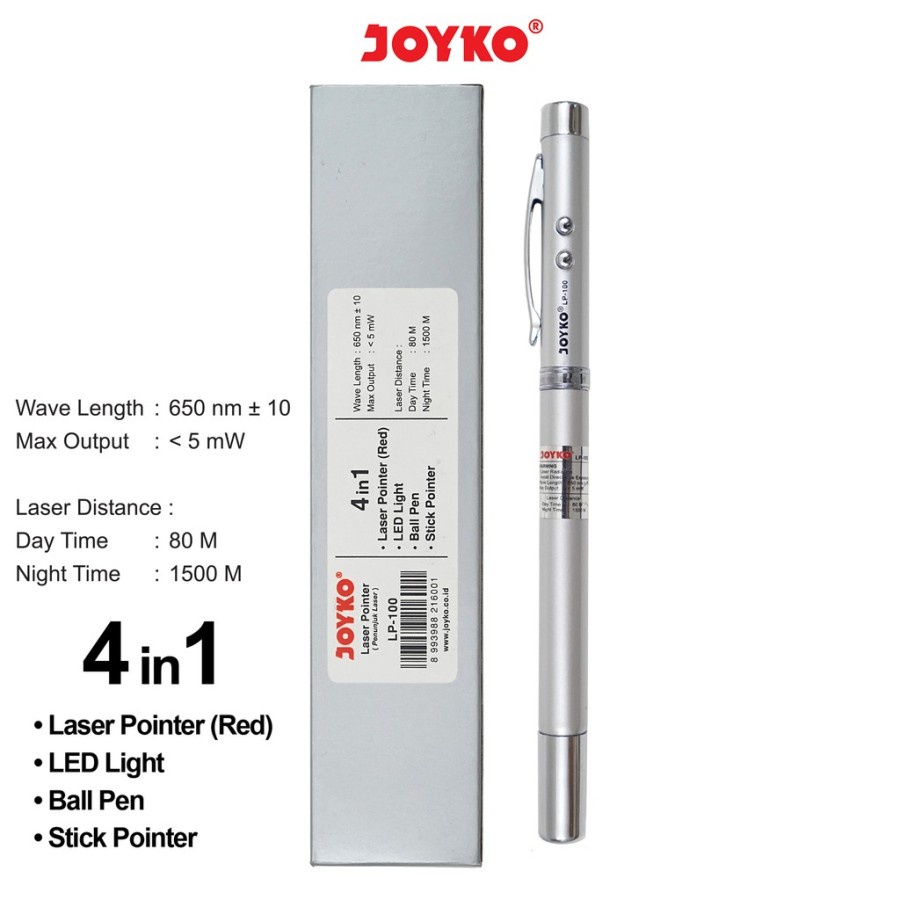 

Ball Pen Laser Pointer 4 In 1 Penunjuk Laser Senter Pulpen Joyko LP-100