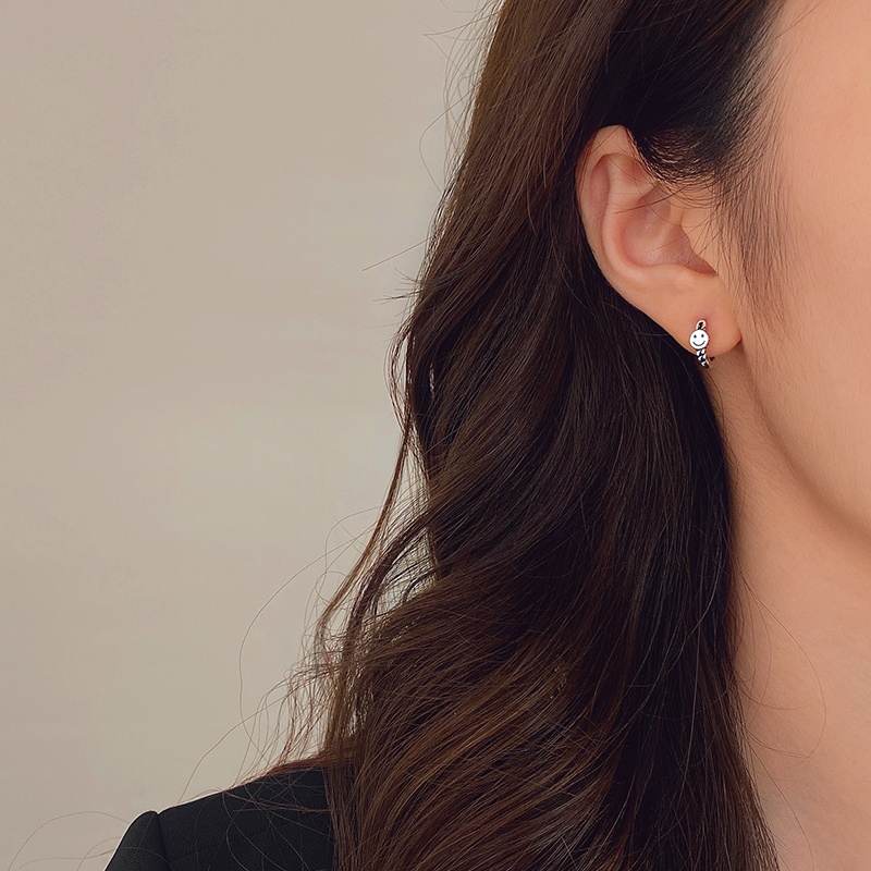 Smiley Ear Hoop Earrings Accessories Simple Retro Trendy