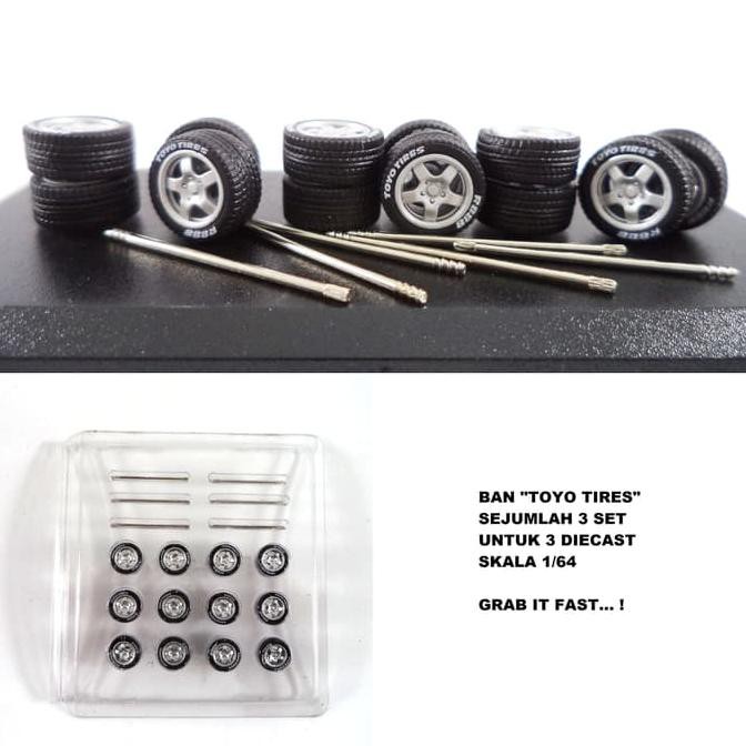 BAN KARET TOYO TIRES R888 SEJUMLAH 3SET - UNTUK 3 DIECAST MOBIL 1/64