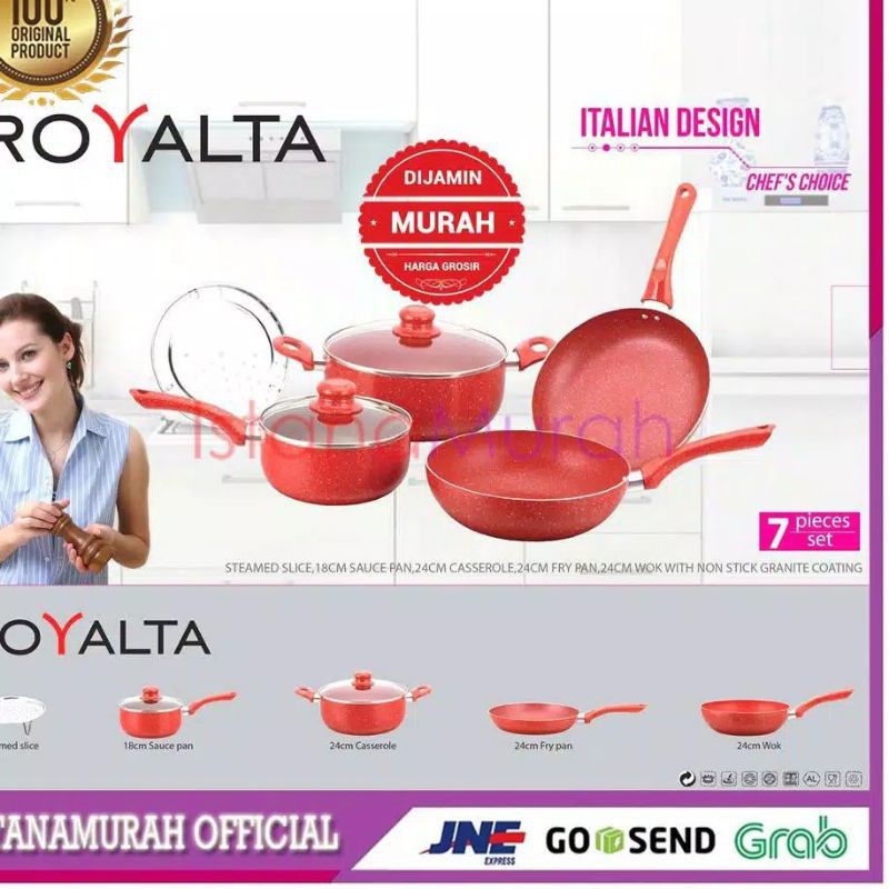 Royalta , HC 11 PCS  , Panci antilengket , Italian Cookware , kukus , SET 7 pcs