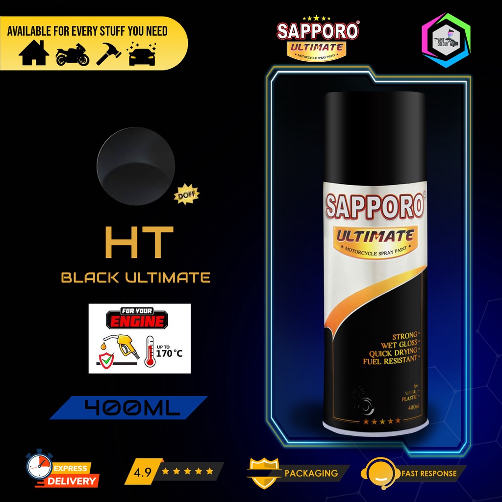 SAPPORO ULTIMATE Colour Cat Semprot HI-TEMP BLACK