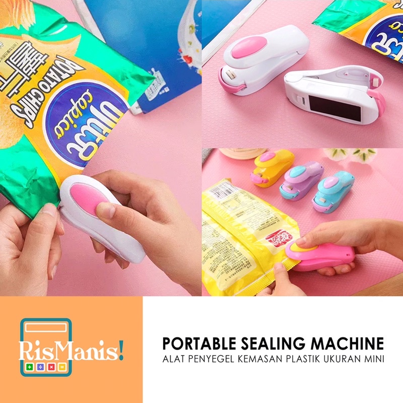 PORTABLE SEALING MACHINE - Penyegel Perekat Plastik Kemasan Snack Packing Praktis Hand Sealer Mini