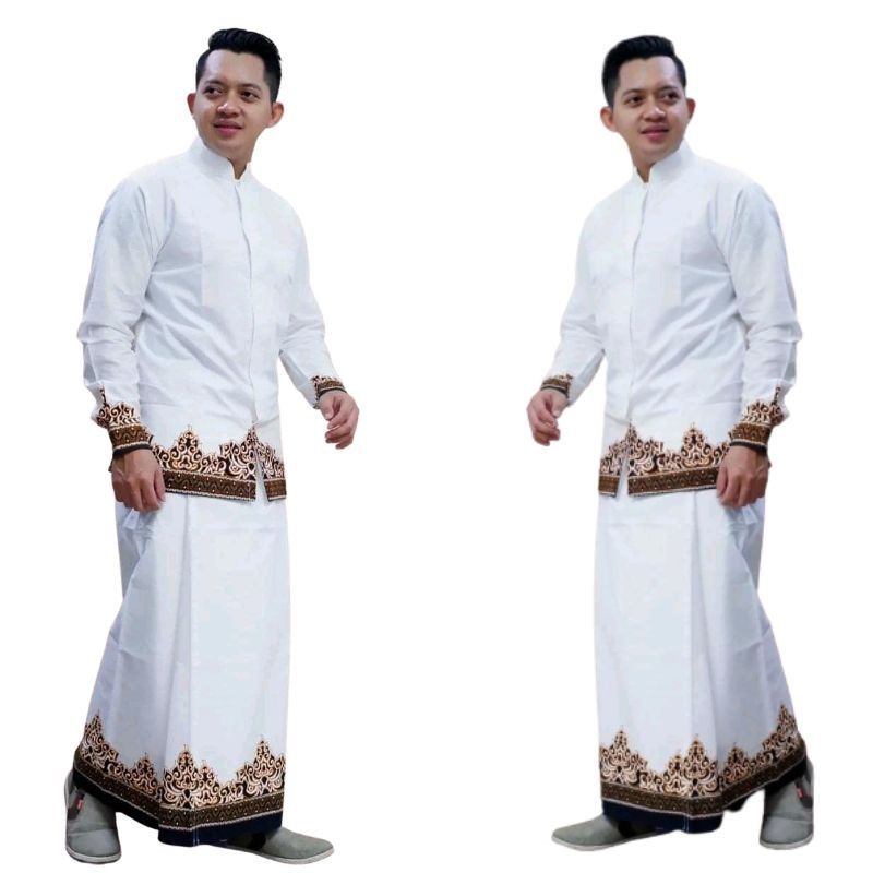 BAJU MUSLIM PRIA . SETELAN BAJU KOKO PRIA DEWASA SARUNG BATIK . CELANA SARUNG . SARUNG CELANA / Satu
