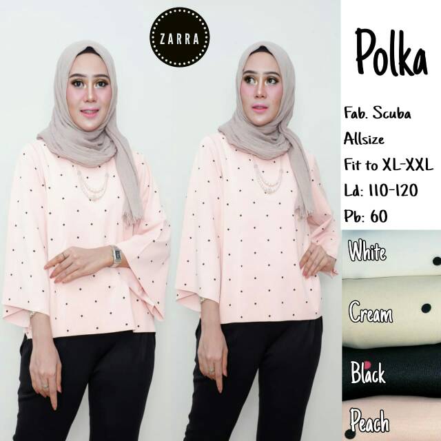 Atasan Tunik Polos muslimah syari Polka Original Zarra