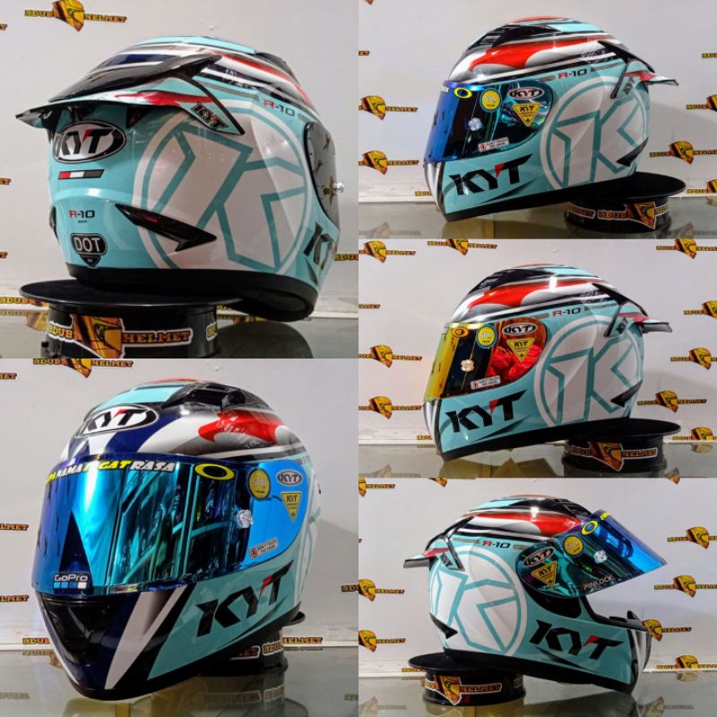 Jual Helm Kyt R Full Face Motif Aqua Marine Paket Ganteng Visor Flat