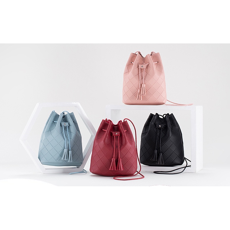 #LC-Bag WB315 Tas Selempang Wanita Bucket Bag Import Tas Slempang Model Serut