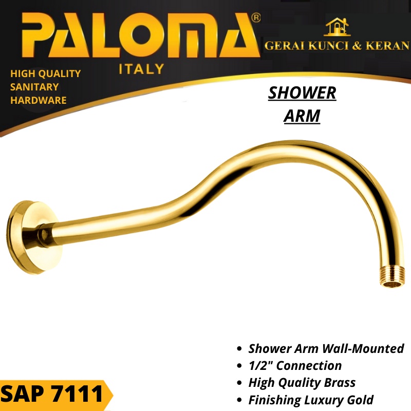 PALOMA SAP 7111 SHOWER ARM BRASS GOLD EMAS SAMBUNGAN KEPALA SHOWER