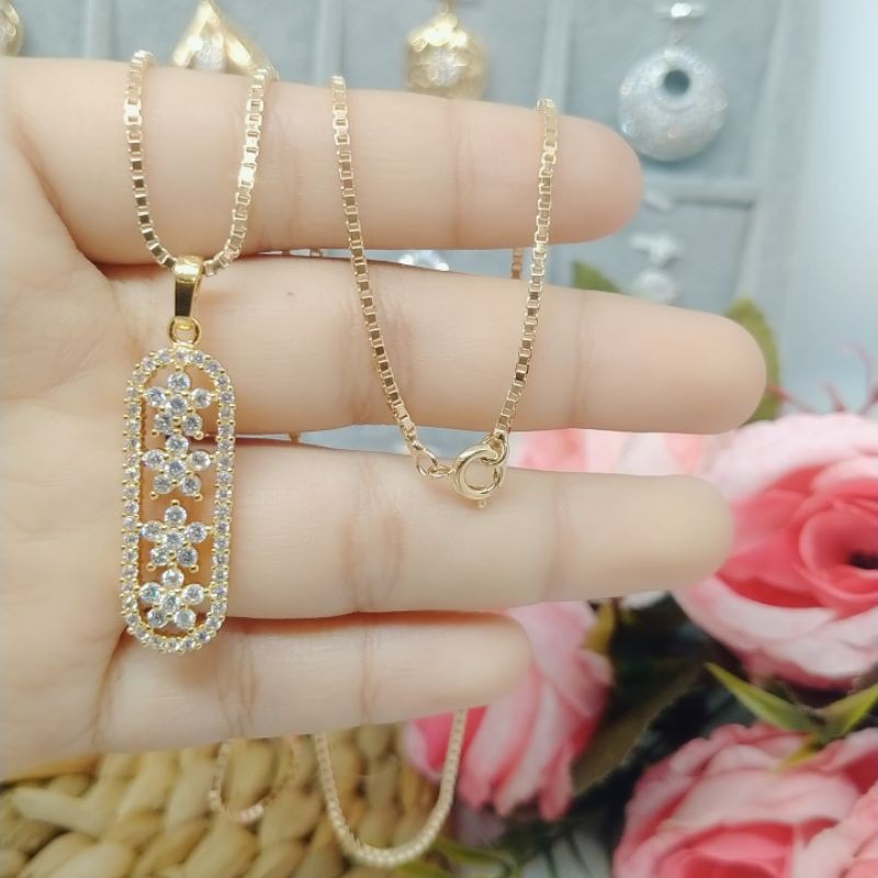 kalung Rodhium rantai italy kaca