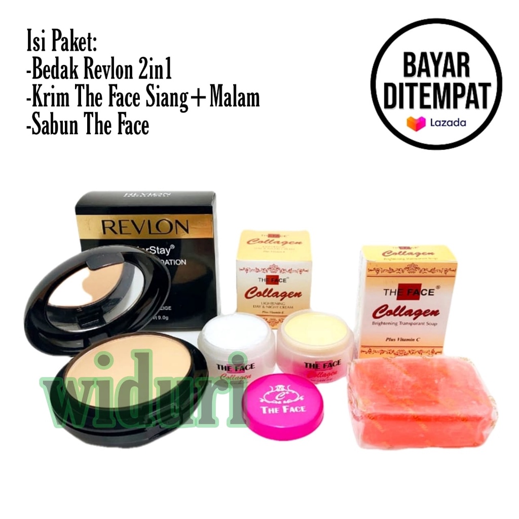 Paket Kecantikan 3in1 Bedak Revlon 2in1+Krim The Face Collagen+Sabun The Face Collagen