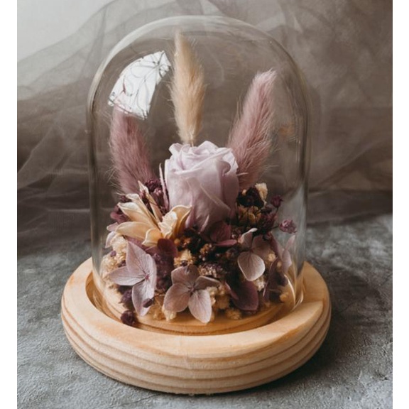 Mini Rose Glass Dome | Glass Dome |hadiah Ulang tahun | anniversary | dried flower