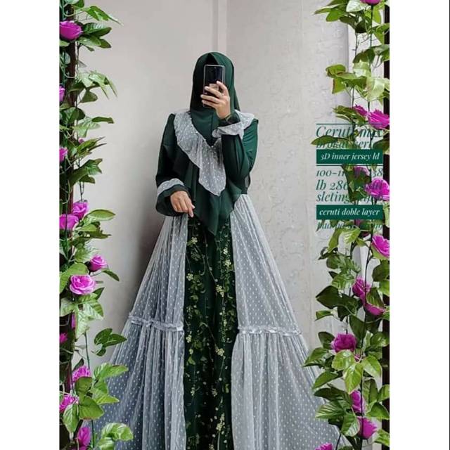 Gamis syari mewah tile dot