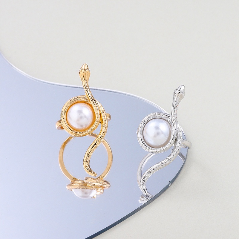 Cincin Model Terbuka Bahan Sterling Silver 925 Desain Ular Gaya Retropunk Adjustable Untuk Wanita