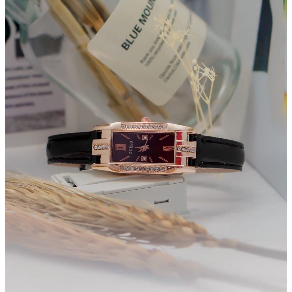 (SS) Jam Tangan Fashion Wanita Strap Kulit Analog Persegi Panjang RM024