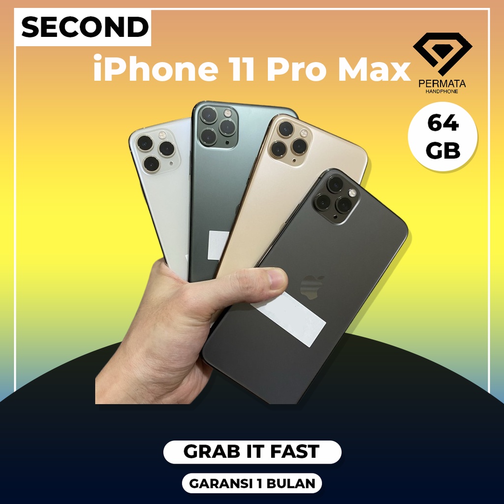 IPHONE 11 PROMAX PRO MAX 64GB SECOND FULLSET SIM ALL OPERATOR MULUS LIKE NEW IMEI AMAN