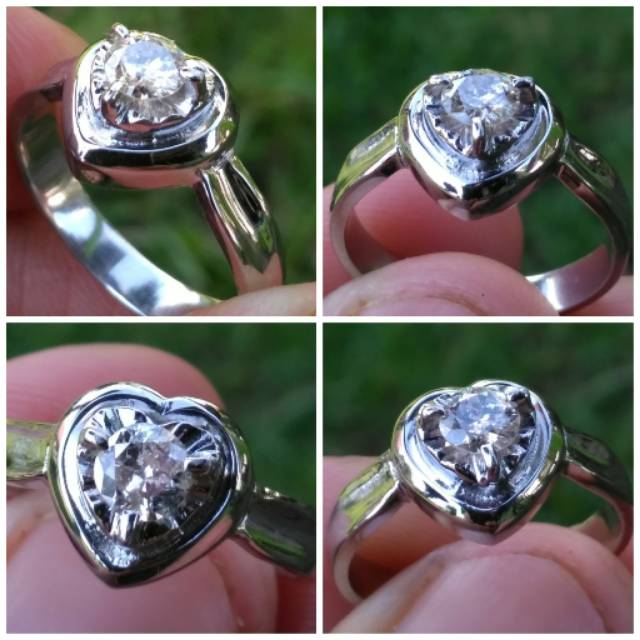 Cincin emas putih model love Berlian