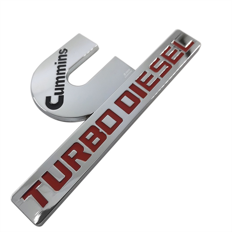 1pc Stiker Emblem Logo CUMMINS TURBO DIESEL Bahan Metal Krom Untuk Bagasi Belakang Mobil