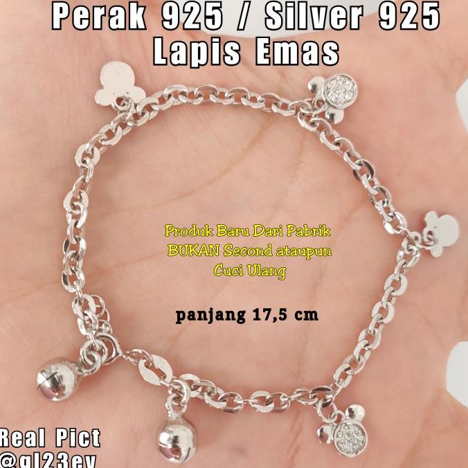 Gelang Kaki Bayi Perak Asli 925 Lapis Emas Gelang Kaki Anak