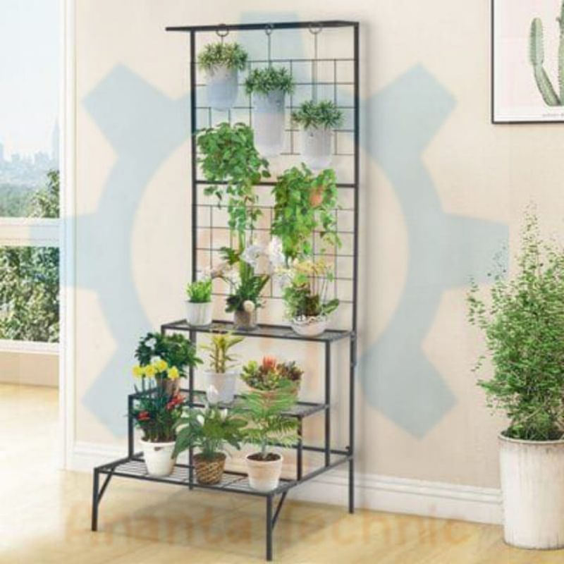 tempat pot bunga susun 3 dan vertikal Rak pot bunga besi susun 3 vertikal ndustrial rak bunga susun 