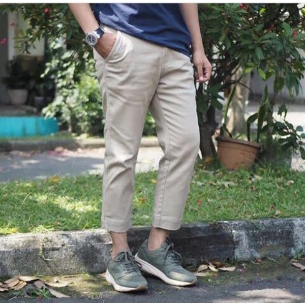 Venants Shop Celana Sirwal Pria / Celana cingkrang / Ankle Pants Warna Krem bahan Drill Slimfit Terb
