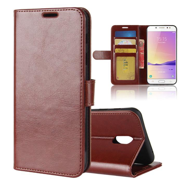 leather kulit flip cover wallet casing samsung galaxy j7 plus j7+ case