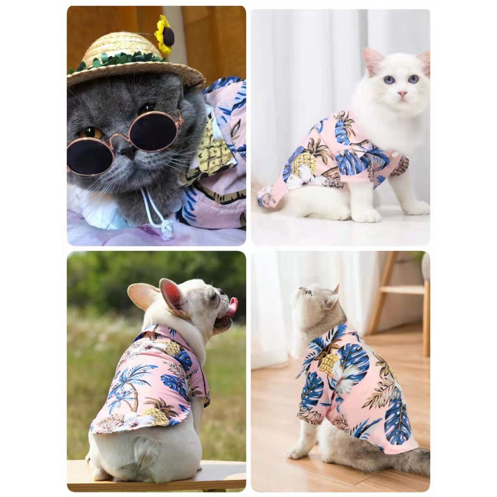 Baju Anjing Kucing | Kostum Kaos Kemeja Hawaii Aloha | Pet Aloha Hawai Shirt Clothes