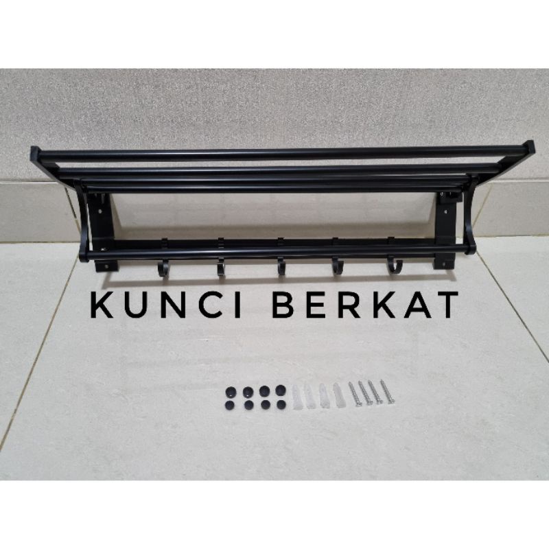 Gantungan Handuk Hitam/Hanger Black/Towel Bar/Jemuran Handuk Kamar Mandi