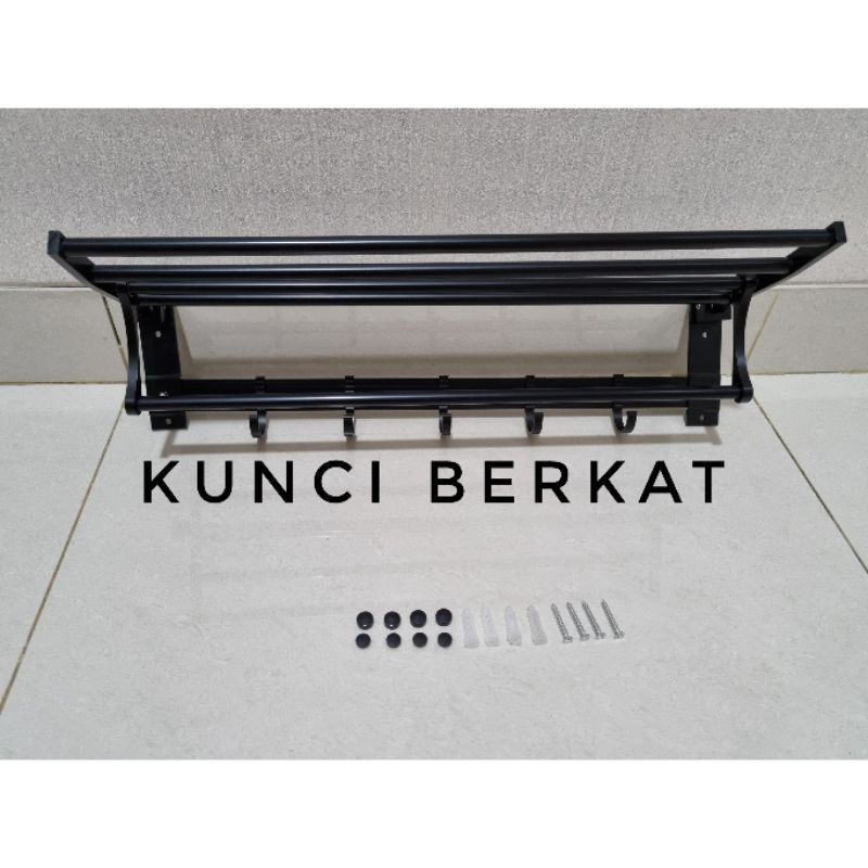 Gantungan Handuk Hitam/Hanger Black/Towel Bar/Jemuran Handuk Kamar Mandi