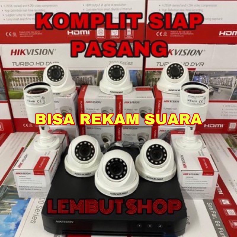 paket camera cctv 8 kamera hikvision 2mp audio built in mic 1080p 8