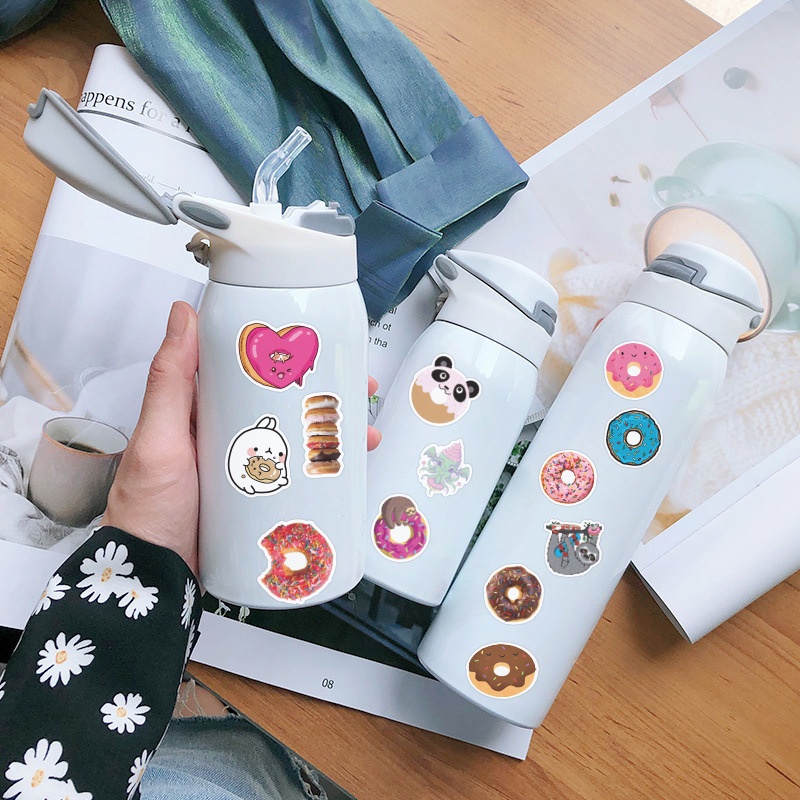 50pcs Donut Series Graffiti Sticker Waterproof Luggage Laptop Scooter Water Cup Sticker Decoration