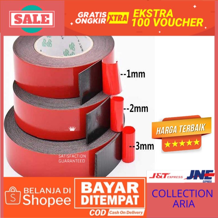 

DOUBLE TAPE ANTI AIR SERBAGUNA TEMPEL DINDING KAYU BESI PLASTIK ALUMUNIUM DOBEL TIP DOBELTIP PEREKAT