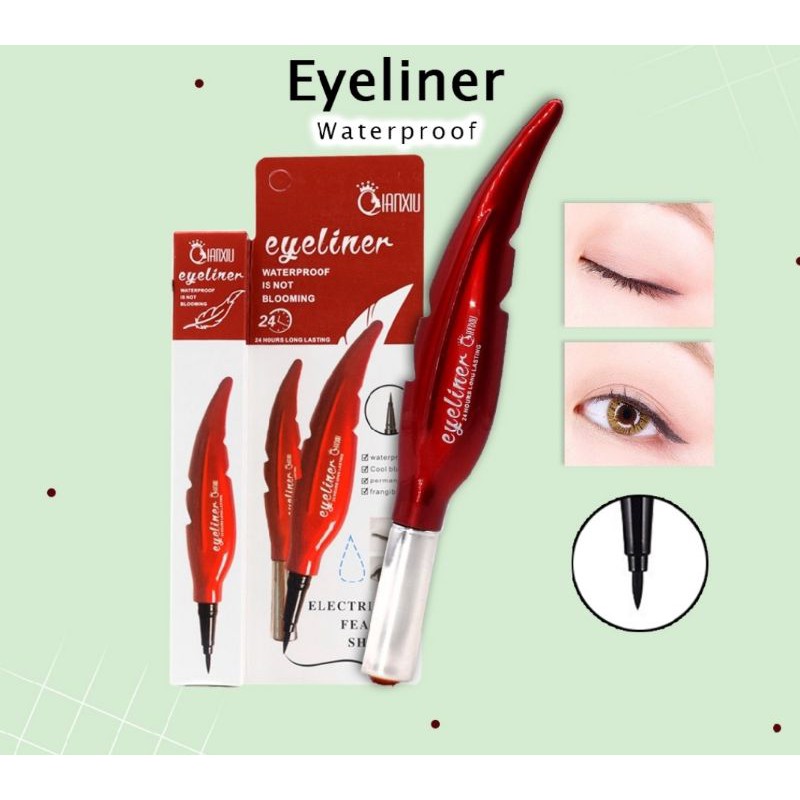 DAUN MERAH - Eyeliner Daun Merah Waterproof Hitam qianxiu EYE LINER