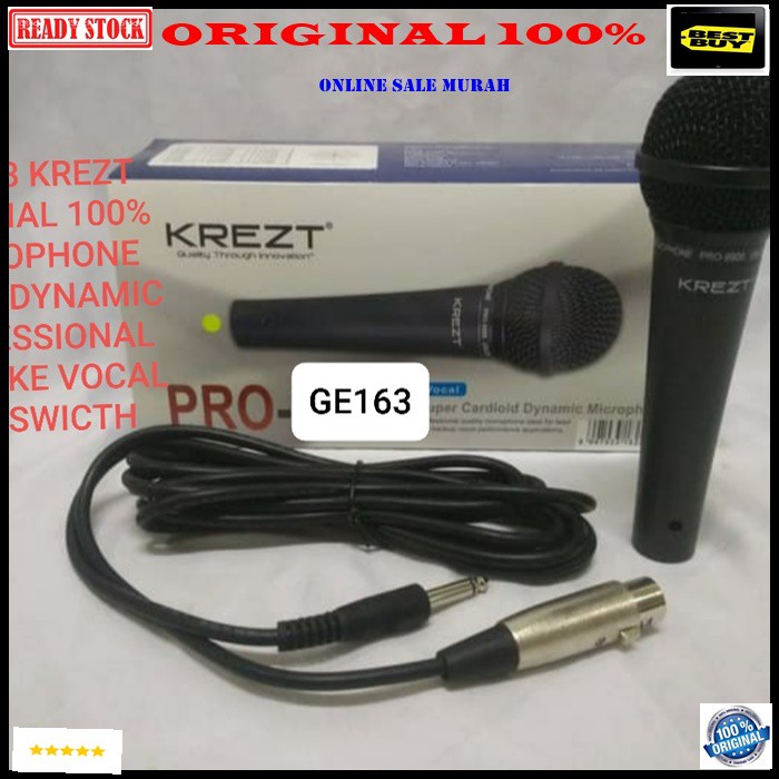 G163 Krezt original 100% dj studio acara pidato mic kabel dynamic mik cable karaoke microphone vocal vokal mikrophone sound system audio musik pengeras suara super cardioid pro profesional panggung G163   NON SWITCH  PAKAI MIC INI SUARA BIASA BIASA JADI B