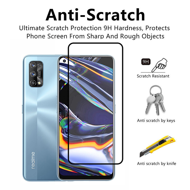 3-in-1 Tempered Glass Realme 8i 8 Pro C11 2021 C25 C15 C3 C12 C2 7 7I  6i / 6 Pro 5i 5 Pro 3 Pro Reno 4 Pro Reno 5 A12 A5S A3S A5 A9 2020 Camera Lens Back Film Screen Protector R&amp;J