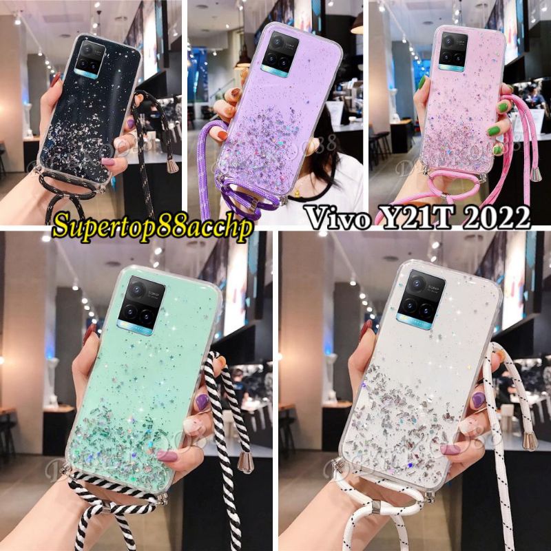 Case Tali Nagita Vivo Y21/Y21S/Y21A/Y21T/Y33S/Y33T/Y01/Y75 5G/T1 5G  Lanyard Glitter Gantungan