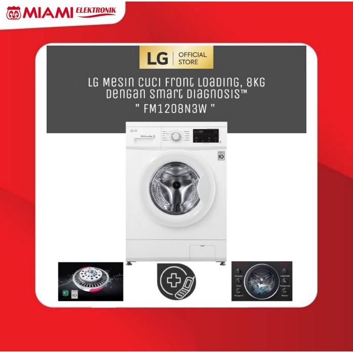 LG FM1208N3W Mesin Cuci Front Load [8 KG]