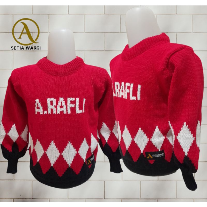 SWEATER RAJUT COSTUM | FREE NAMA | TEBAL MURAH