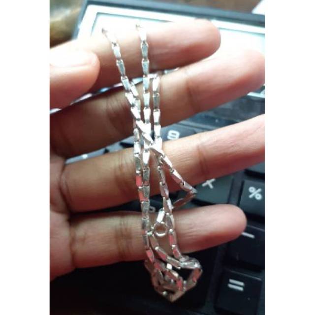 Kalung perak murni model padi