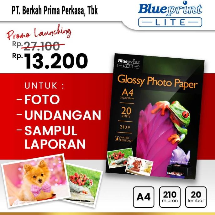 

Promo Awal tahun Kertas Foto Glossy Photo Paper Poto BLUEPRINT Lite A4 - 10R 210 Micron Promo Awal tahun