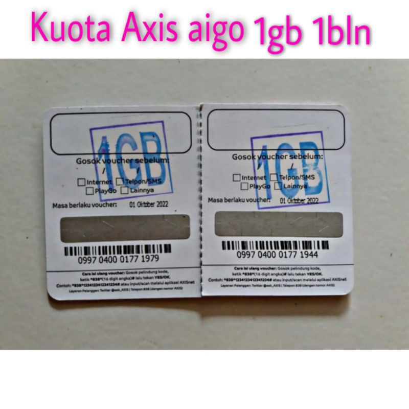 VOUCHER AXIS 1GB 3HR/2GB 5HR/2GB 7HR/3GB 7HR/1GB 30HR/AIGO 3GB 30HR/KUOTA MURAH/AIGO REGULER KIRIM V