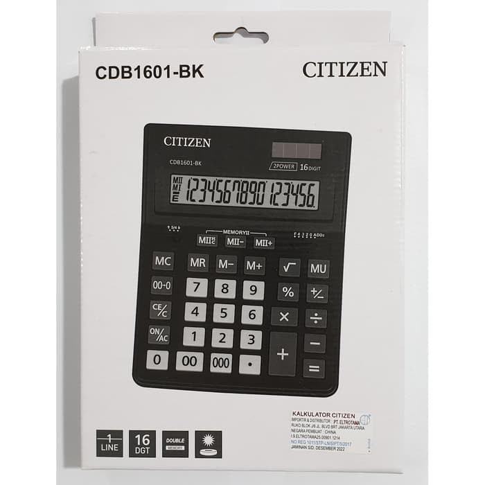 

KALKULATOR CITIZEN 16 DIGIT CDB1601-BK