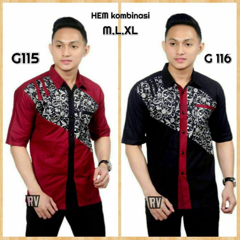 Di Baju Pria M L Xl Kombinasi Polos Pria Baju Kemeja Pria Batik Keren Shopee Indonesia